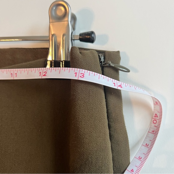 Vince XS Flat Front Stretchy Ankle Cropped Trouser Dress Casual Pant Green Brown - Picture 7 of 10